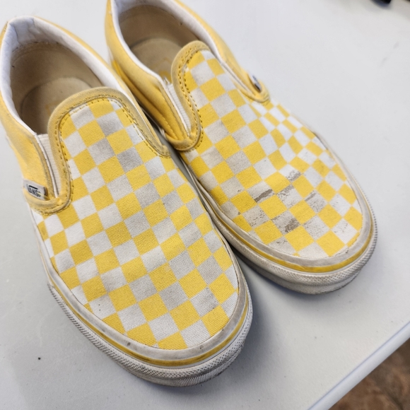 Yellow checks Vans kids size 2 - Picture 2 of 5